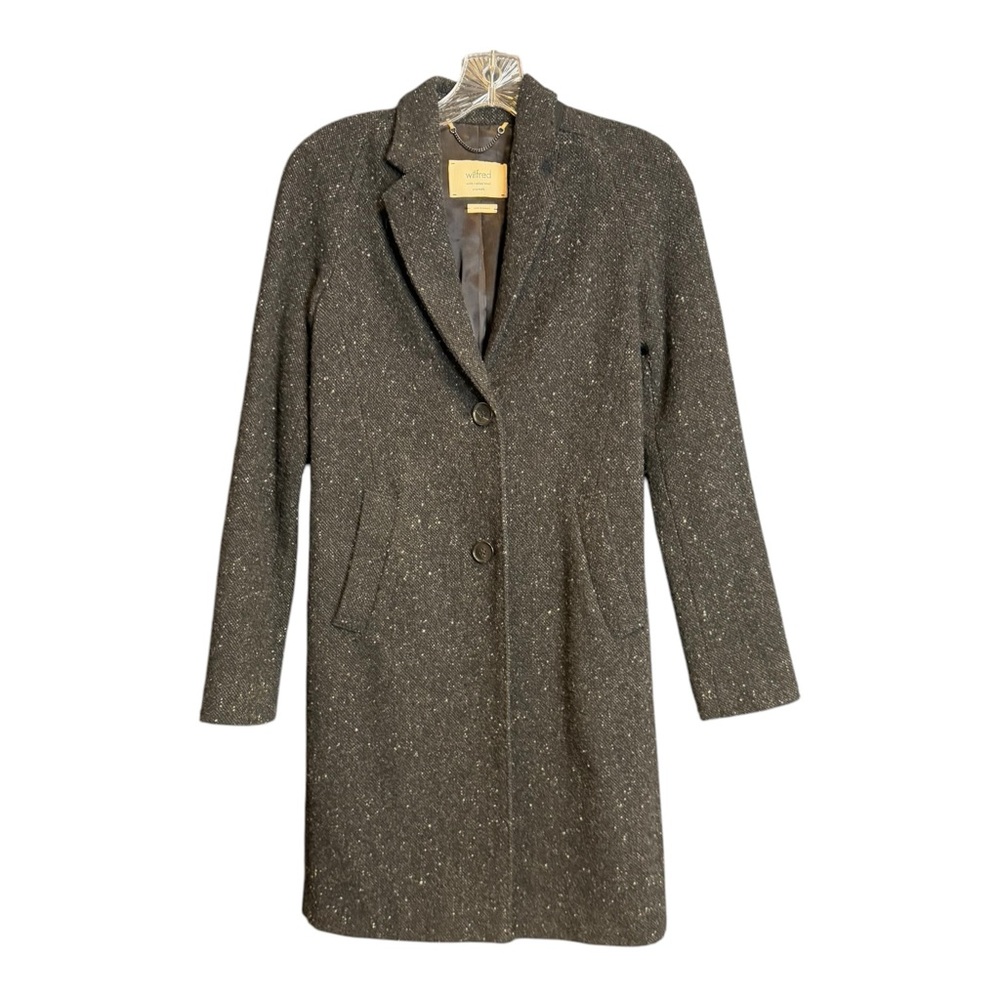 WILFRED Coat Jacket Italian Wool Tweed Speckled Long XXS
